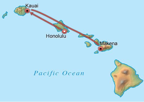 Oahu Kauai & Maui map