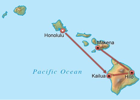 Oahu Hawaii & Maui map